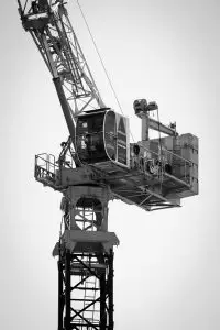 crane, construction, machinery, black and white